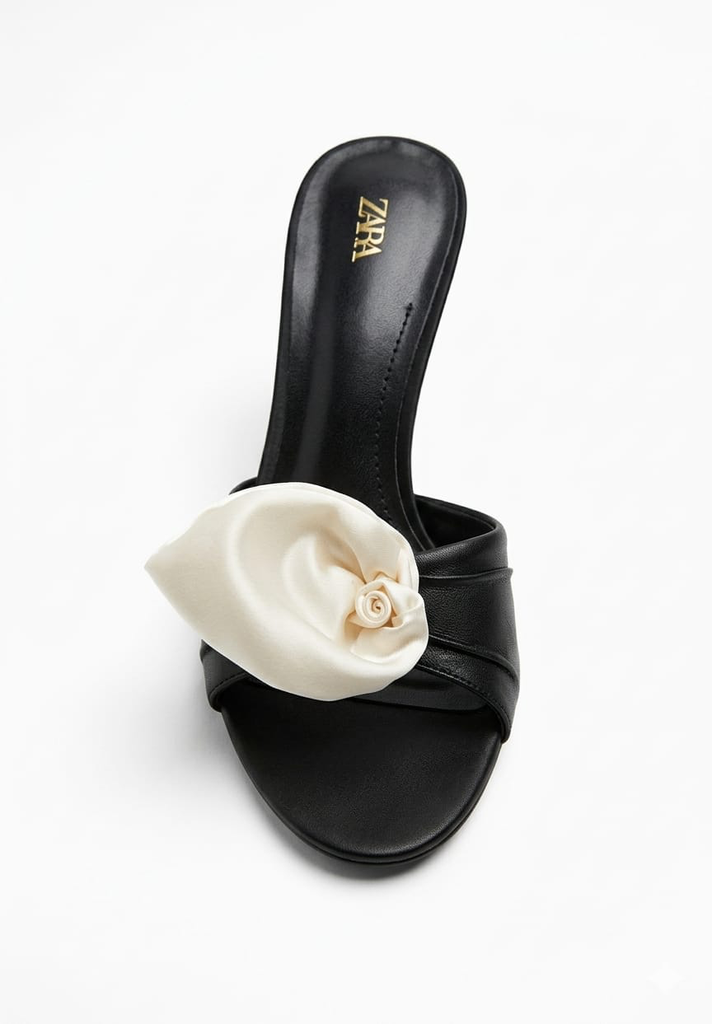 Black White Flower Heel (36)